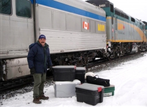 During the winter months, Gerry’s (above) camp is only accessible by Via Rail